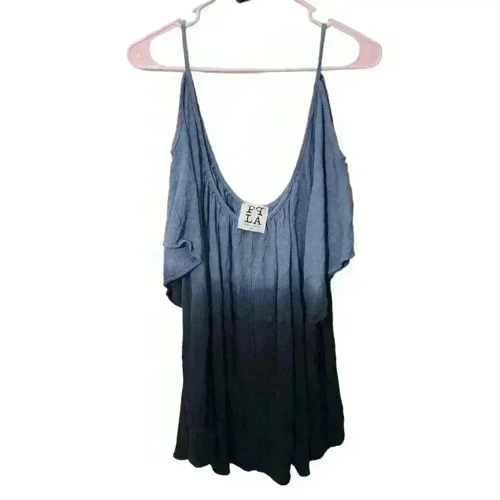 Umbre tye dye gauze cold shoulder top
